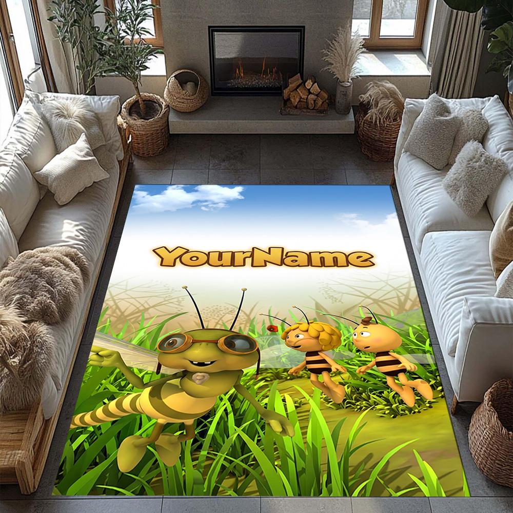 Biene Maja Customizable Name Floor Mat Perfect for Hallway Game Room Outdoor Living Rooms Antislip Carpet Office home decor Perfect Gift for Women/Men
