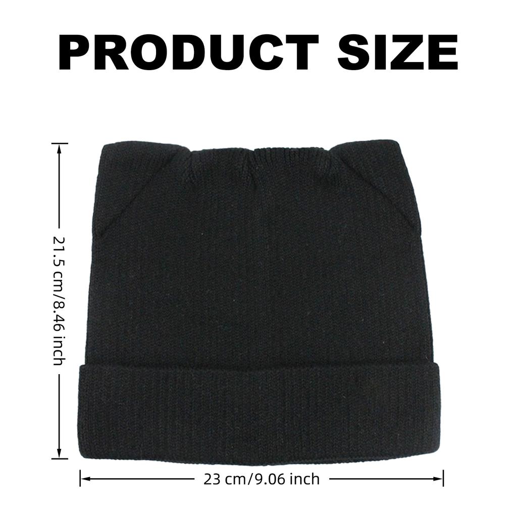 Warm Knitted Bonnet Cap With Cute Cats Ears Design, Soft Breathable Pullover Hat Headwear For Cold Weather