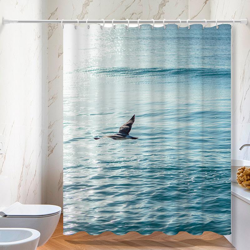 Scenic Photo Washable Dirt-Resistant Shower Curtain Shower Head Waterproof Polyester Bath Curtain For Home Decor Accessories