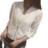 Fall Spring Women Coat Hollow Out Lace Stand Collar Zipper Closure Solid Color Elastic Cuff And Hem Daily Wear Dating Jacket