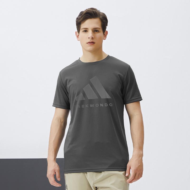 adidas Taekwondo Retro Round Neck Comfortable Breathable Skin-Friendly Big Logo Printed Casual Short Sleeve T-Shirt Men Tops Gray ADICLTS24TK-GFC