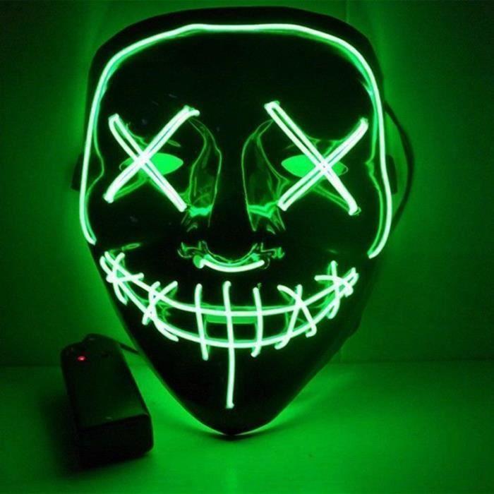 Masque d'Halloween LED Light up Masque de Purge pour Festival Cosplay Costume d'Halloween, Vert