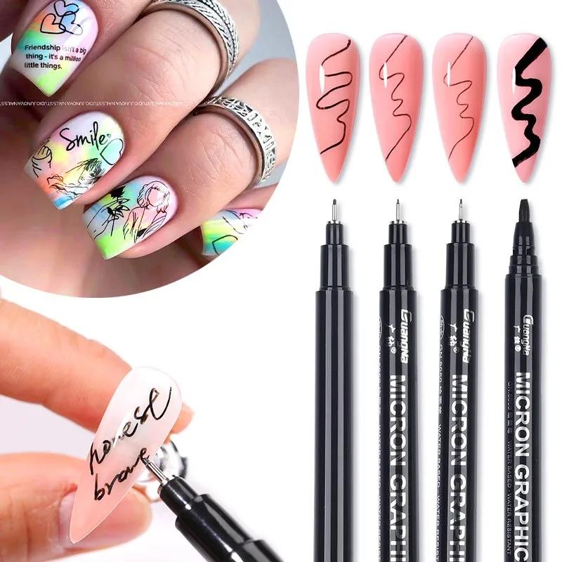 1/15pc Nail Art Paintbrush With Ultra-fine Drawing Lines Edges Quick Drying Waterproof Acrylic Marker Pen Graffiti Pen Nail Salo