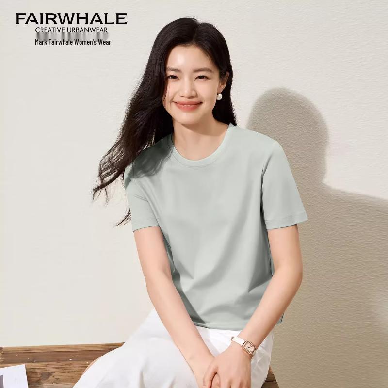 Mark Fairwhale Women's Short Sleeve Round Neck Slim Fit Solid T-Shirt
