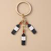 Cute Enamel Red Wine Keychain Simulation Drink Key Ring Pendant for Car Key Holder Women Girls Handbag Decor DIY Jewelry Gift