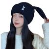Glasses rabbit knitted warm hat women's cold-proof scarf integrated hat outdoor cycling windproof neck cover one-piece hat