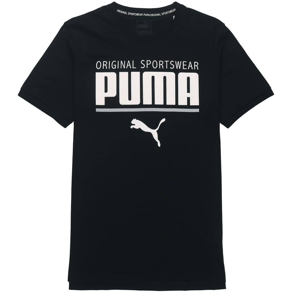 Puma Logo Print Crew Neck Sports Short Sleeve T-Shirt Men Tops Black 852240-01