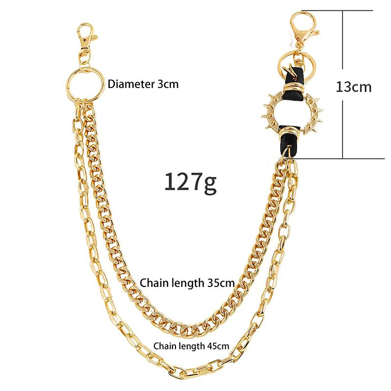 Punk Hüftketten, Hip Hop Hosenketten mit Stacheln, Retro Metallgürtel für Hosen, Handtaschen- und Bekleidungsdekoration, Rockstil