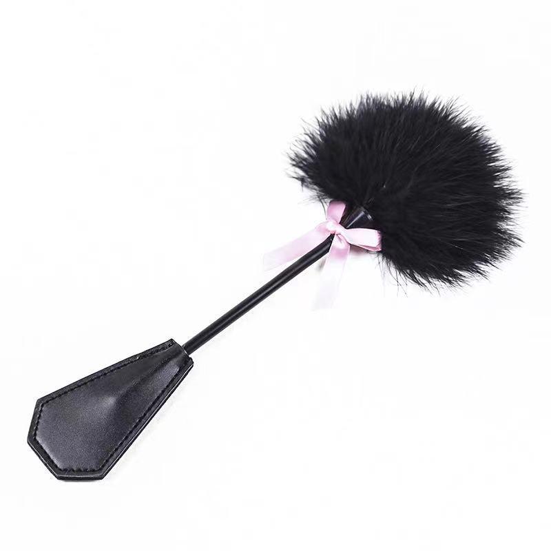 Fun Ostrich Feather Teasing Stick with Diamond Bowknot