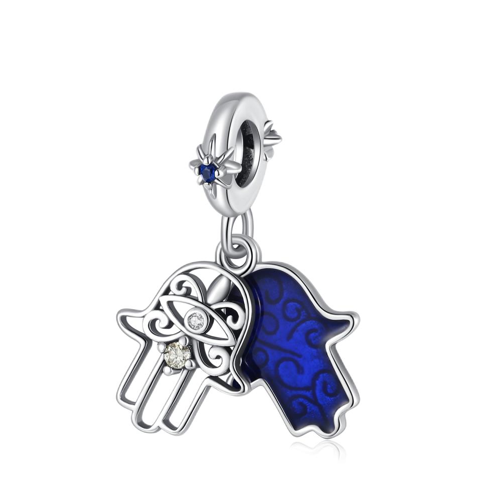 Charms Plata Blue Eyed Hexagram Pendant Copper Plated For Charms Copper Plated Original Bracelet For Jewelry Making