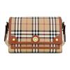 Burberry Classic Check Logo Buckle Cotton And Calfskin Messenger Bag Women Shoulder Bag Khaki 80662261