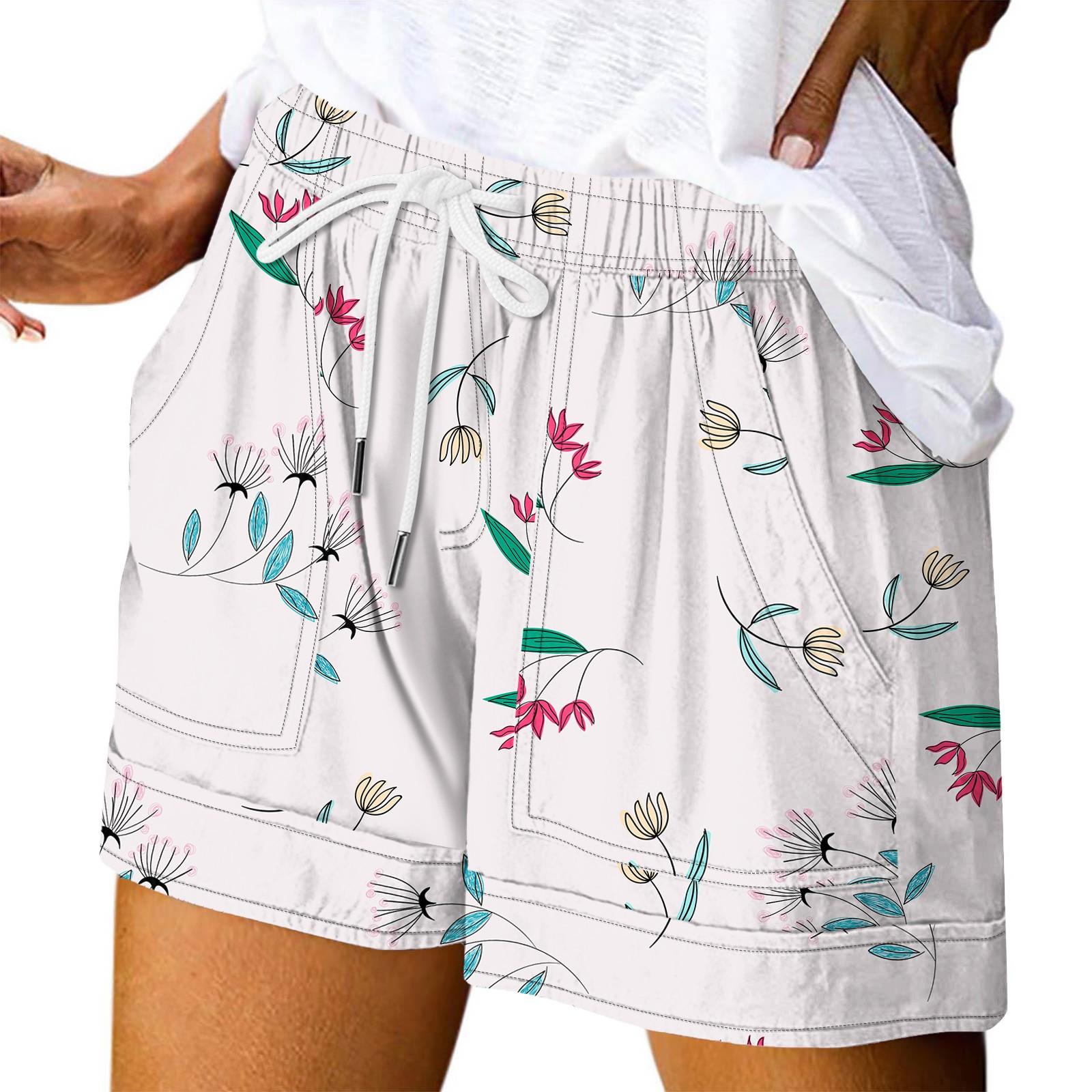 

Women s Casual Summer Elastic Beach Shorts Print Casual Shorts S