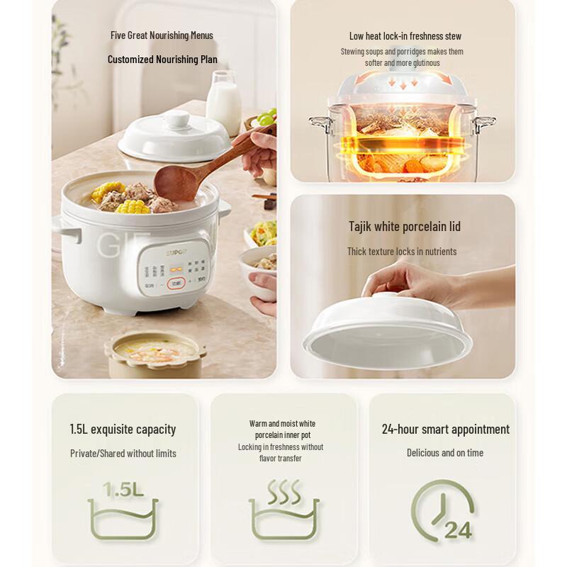 SUPOR Mini Smart Electric Stew Pot 1.5L CN Plug (adapter Included)