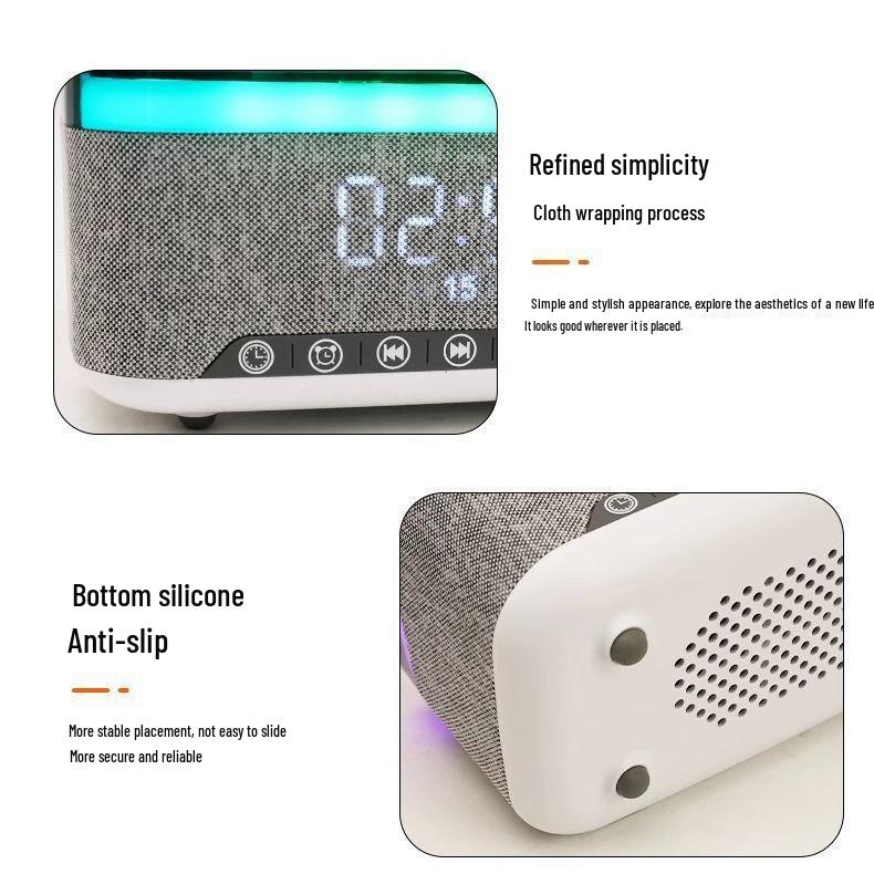 Multifunctional Bluetooth Speaker with Display, Alarm Clock, Wireless Charging, and White Noise (15W)