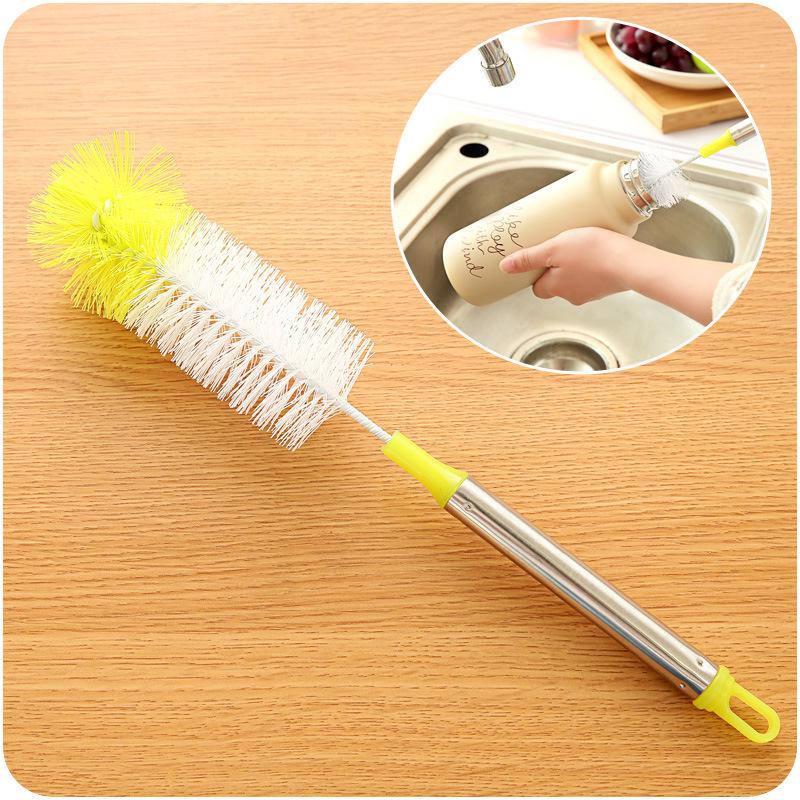 Long-Handled Bendable Cup Brush with Nylon Bristles and Stainless Steel Handle