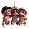 Car Pendant Cartoon Pouting Monkey Charm Acrylic Pendant Lightweight 2D Backpack Auto Accessory Car Decoration