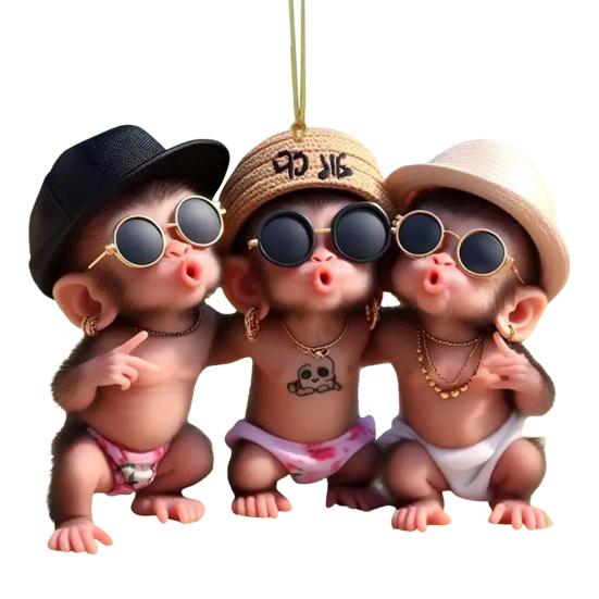 Car Pendant Cartoon Pouting Monkey Charm Acrylic Pendant Lightweight 2D Backpack Auto Accessory Car Decoration