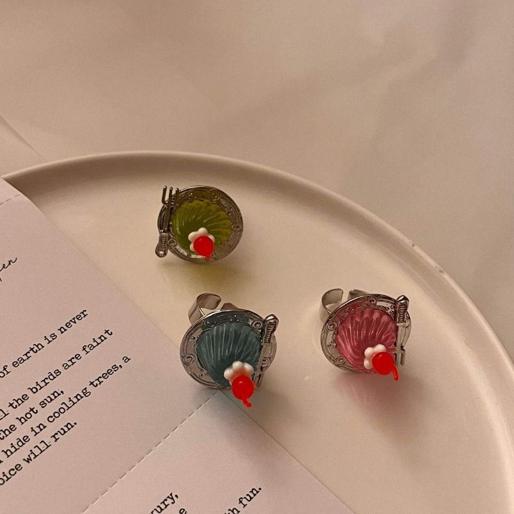 Spoon Mousse Cake Rings Open Jelly Finger Ring Fashion Adjustable Dessert Ring  Couples