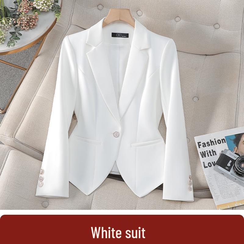 2025 Women's White Blazer: Versatile, Slimming, Long-Sleeve Western-Style Jacket for Spring & Autumn.