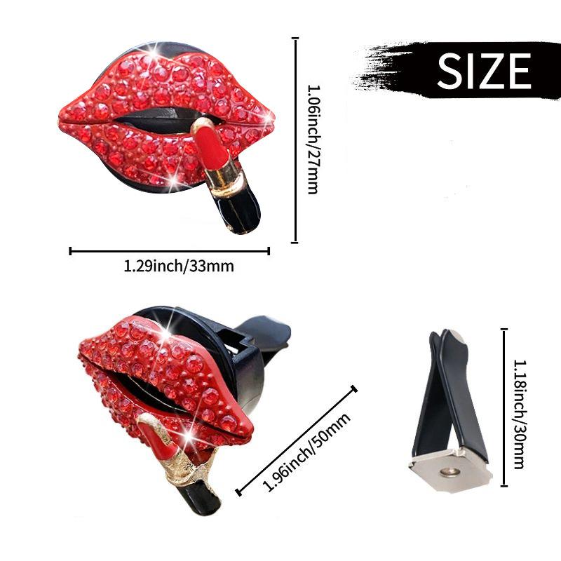 2/1Pcs Car Perfume Clip Air Outlet Aromatherapy Clip Red Lips Rhinestone Perfume Air Freshener Clips Auto Interior Accessories