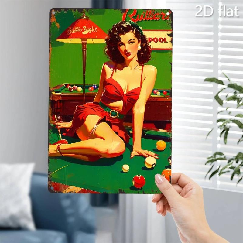 Pin-Up Girls Tin Sign, Retro Metal Wall Art