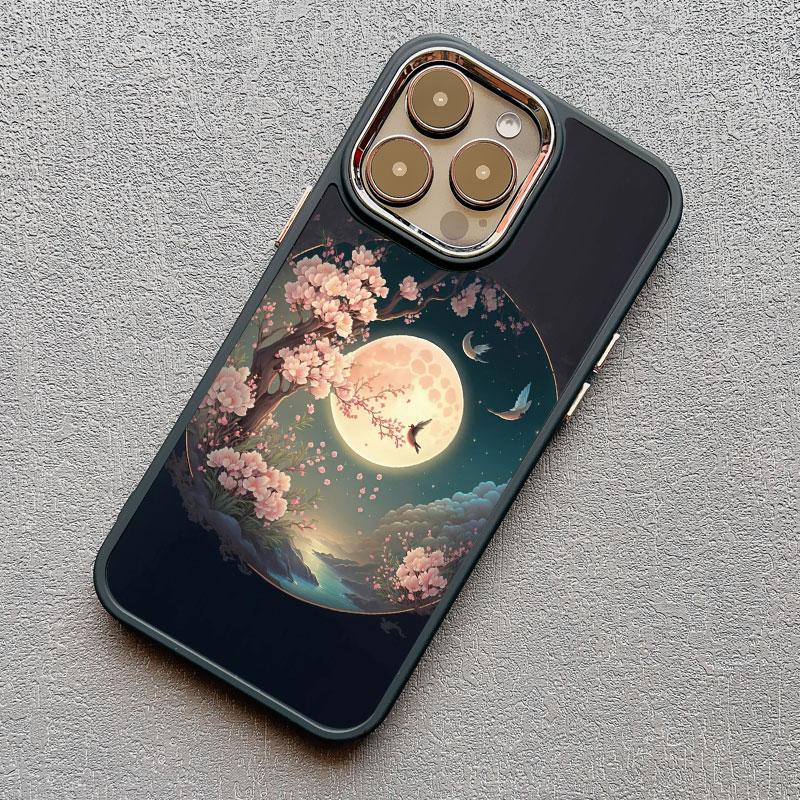 Luxury Moon On The Branch Soft Silicone Phone Cases For iphone 16 13 12 11 Pro Max 15 14 Pro Max Plus XR X XS 7 8 plus SE2 Cover