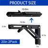 20 Inch Heavy Duty Folding Shelf Brackets, 2 Pack DIY Wall Mounted Shelf Bracket for Fold Down Table, Stainless Steel Folding Table Hinge Space Saving