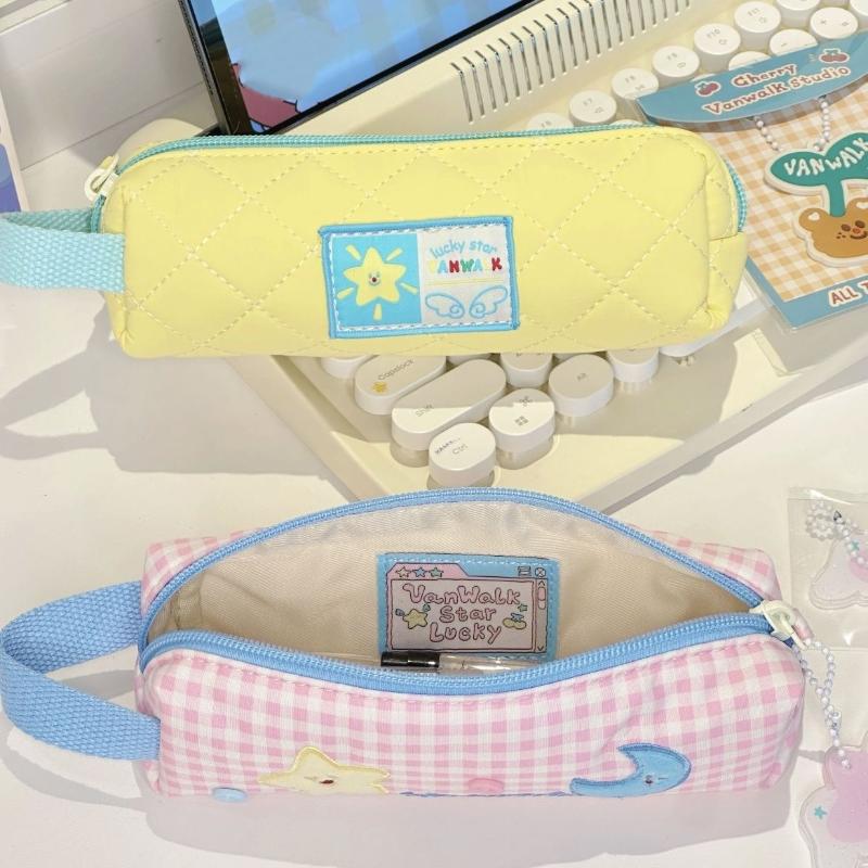 Ins Style Simple Star Large Capacity Pen Bag Pencil Case Student Stationery Simple Pencil Box Storage Bag School Supplies