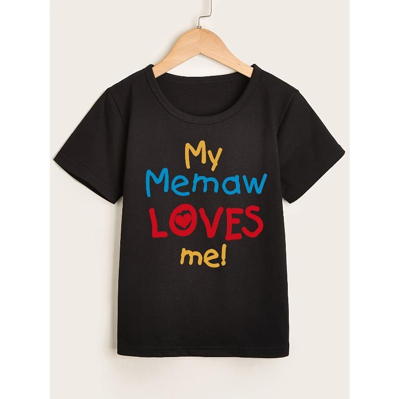 

European sizes My Memaw Loves Me! Print Short-Sleeved T-Shirt 98cm чёрный