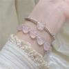 Wishing Your Dreams Come True with Peach Blossom Pink Crystal Heart Bell beads9Silver Bracelet for Female Friends, Unique and Exquisite for Summer