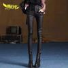 Women's High Waist Matte PU Leather Fleece-Lined Slimming Pants - Winter Base Layer