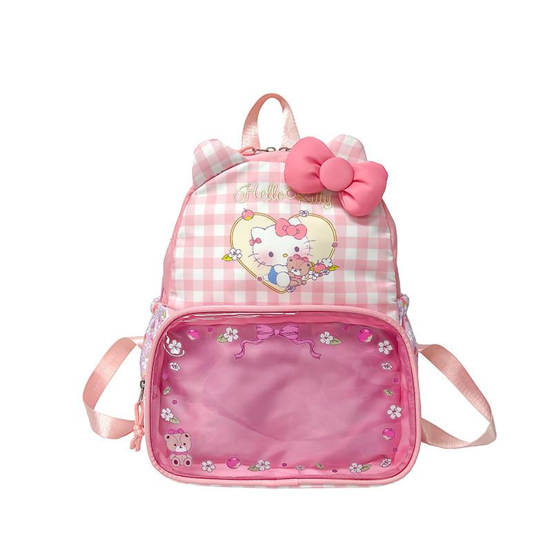 Hello Kitty Cartoon Nylon Backpack For Girls With Zipper Closure Perfect For Daily Use розы красного