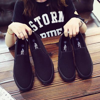Mode Volledig Zwarte Dames Canvas Schoenen Sneakers Casual Loafers Damesschoenen Volwassenen Instappers Flats Herfst Dames Trainers Zapatos de mujer