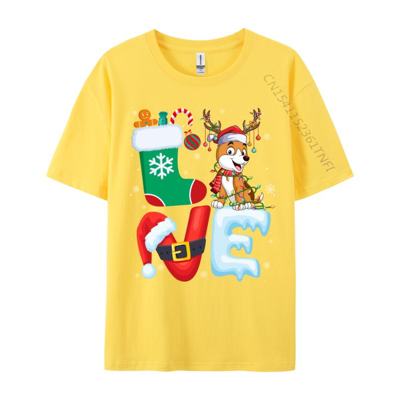 Dog Lover Santa Hat Christmas Tree Lights Dog Owner Xmas Tshirt Oversize Cotton Shirt For Men T-Shirt