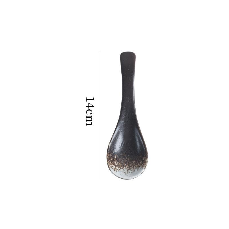 14cm Japanese-style Retro Ceramic Tableware Soup Spoon Household Kitchen Teaspoon Tableware Soup Rice Spoons 2025 New