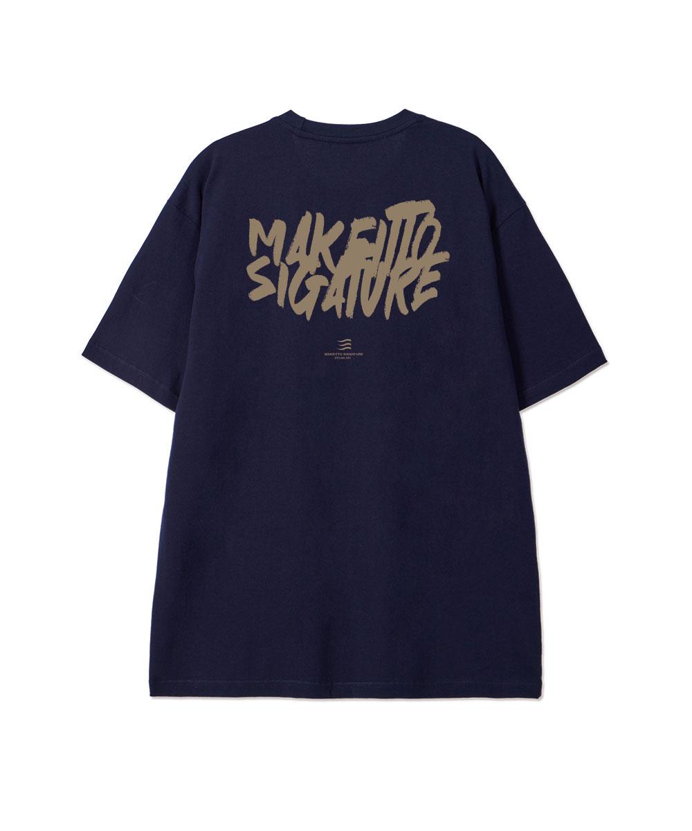 Make It Two [Graffiti Logo] Crew Neck Tee_Navy M