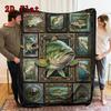 Bass Fish Collection 2D Flat Pattern Flannel Blanket, High quality All Seasons, Home Decor, Warmth and Comfort, Perfect for Christmas Gifts.