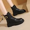 Sexy Elegant Winter Knight Boots New Solid Color Round Toe Velvet Warm Comfortable Fashionable Women'S Ankle Boots