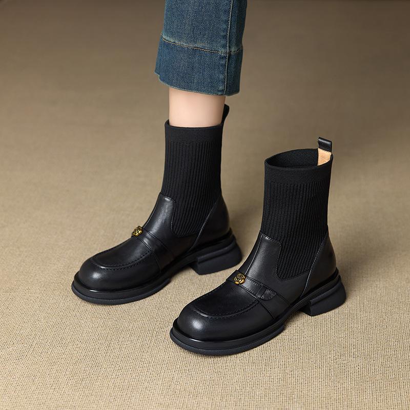 Skinny Boots Women's Autumn and Winter Knitted Elastic Socks Boots Flat Boots