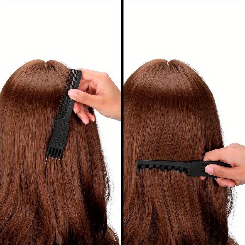 Carbon Lift Teasing Combs with Metal Prong Hair Pick Comb for Women Hair Styling Black