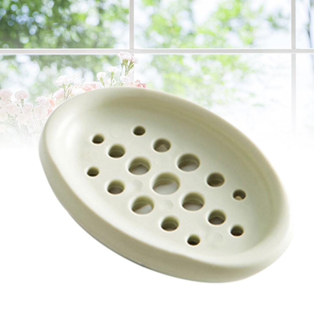 Silicone Soap Dish Box Creative Oval Shape Design Bathroom Kitchen Shower Soap Tray Holder Drainer Case
