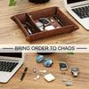 1 Stück Retro-Stil PU-Leder Wasserdichte & Kratzfeste Schreibtisch-Organizer-Schale, Vintage-Aufbewahrungsbox für Zuhause/Büro