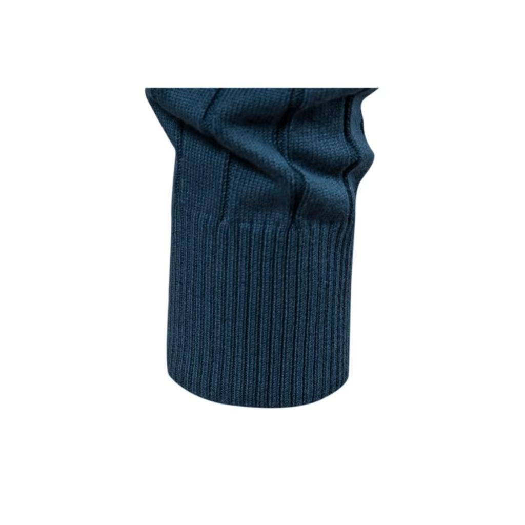 New Men's Pure Color Lapel Jacquard High Neck Knitted Cardigan Autumn Casual Versatile Coat