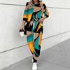 Women Floral Print Two Piece Outfit, Long Sleeve Crew Neck Top & Drawstring Jogger Pants Casual Tracksuit for Spring Autumn