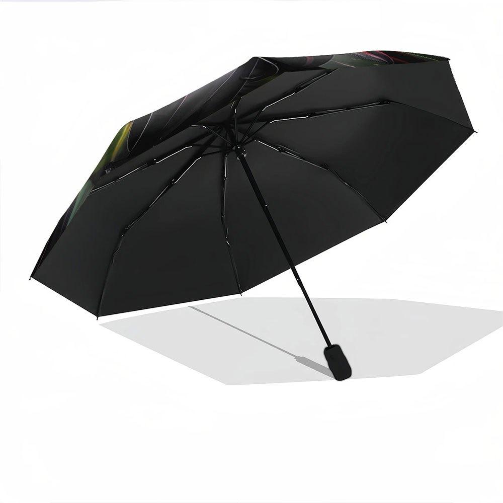 Automatic Folding Umbrella with Red & Black Calla Lily Flower Pattern - Self-Opening/ Closing, 8-Rib Compact Portable Collapsi