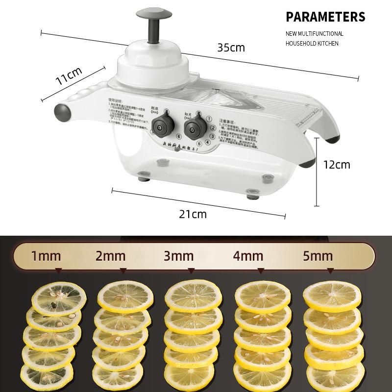 Multifunctional Lemon Slicer Vegetable Grater With Basket,V-blade Fruit Potato Chopper Carrot Cutter Slicer Kitchen Accessories