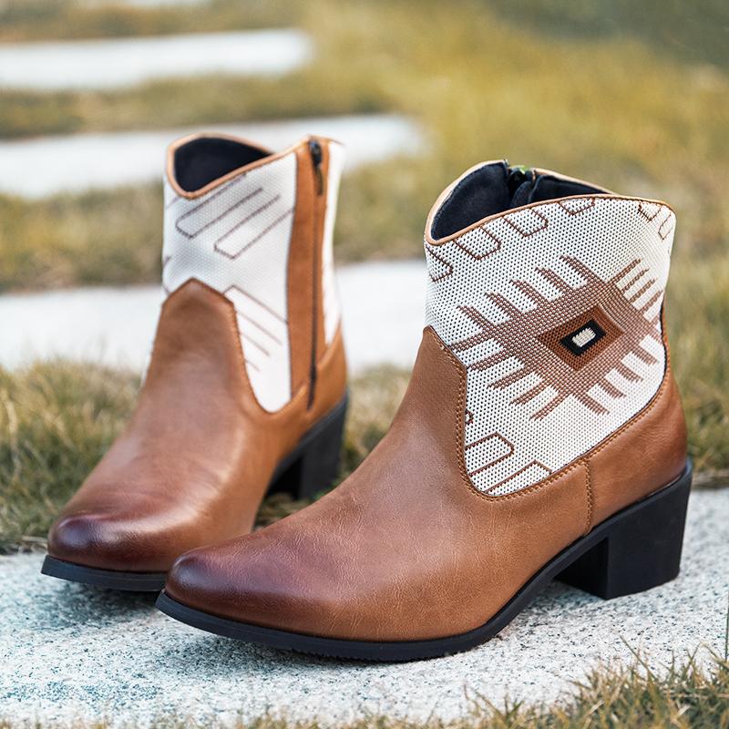 

Модная мужская обувь с острым носком, в стиле бохо, пэчворк, мотоциклетные повседневные ботильоны, мужские зимние высокие кеды, новая удобная кожаная обувь 38