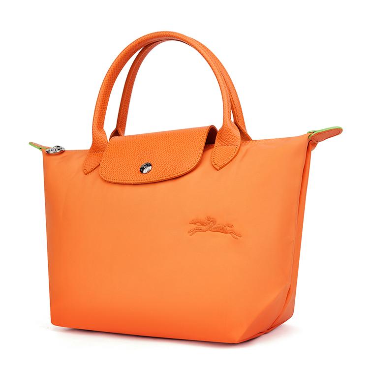 Longchamp Le Pliage Green Recycled Canvas Shoulder Tote Bag Small Women Bags Orange 1621919P54