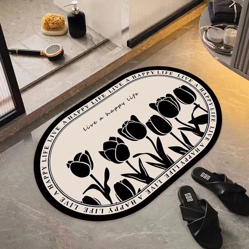 Kieselgur Badezimmer Badezimmerbodenmatte, schnelltrocknende rutschfeste Türmatte an der Tür, Fußmatte Toilette schnelltrocknender Teppich