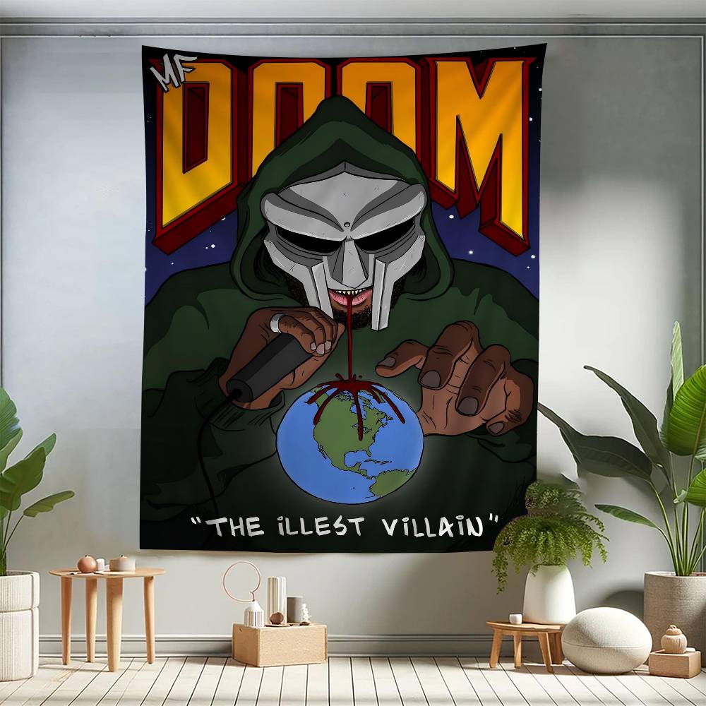 

Настенный гобелен с принтом рэп-исполнителя MF DOOM, подвесной, Таро, Хиппи, настенные ковры, Декор для общежития, дома 74x94cm(29x37in)
